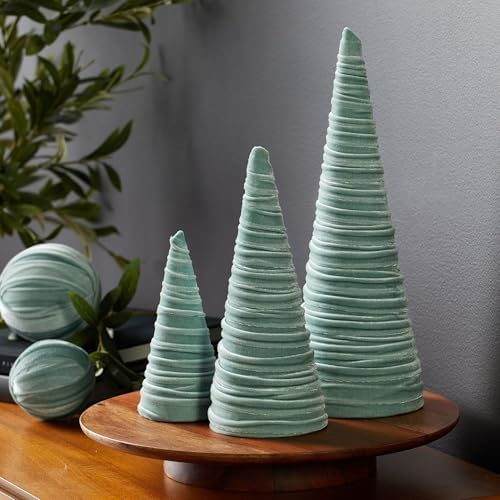 Sage Velvet Trees Set of 3, Handcrafted Valentine, Mantel Decor, Elegant Holiday Entryway, Minimalist Tablescape, Green Wedding Centerpiece (Sage)