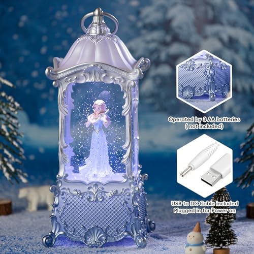 Violin Girl Christmas Snow Globes Lantern, Rotating Shatterproof Music Box