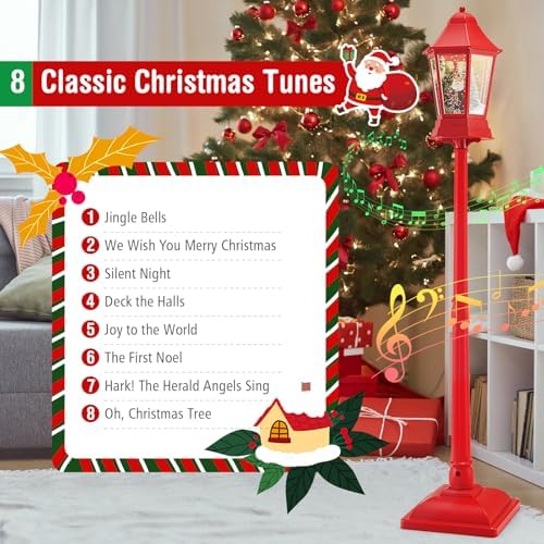 Goplus 5.3 Ft Christmas Snowy Street Lamp w/ 8 Tunes