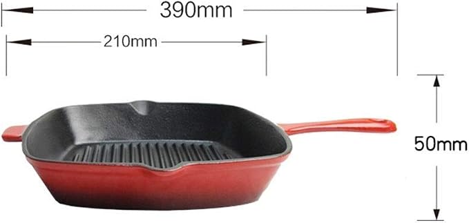 Saupan 21CM Caliber Square Cast Iron Grill Pan Thick Striped Frying Pan Specialty Nonstick for Grilling Bacon, Steak, and Meats Dishwasher & Oven Safe Frying Pa