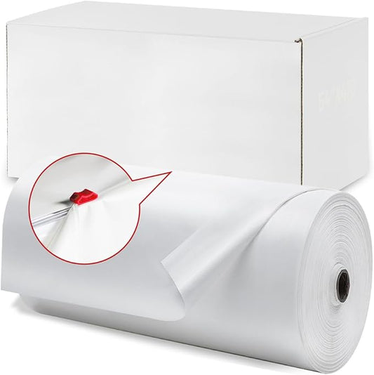 Plastic Table Cloth, 410 Ft X 54 in Disposable Tablecloth White Plastic Tablecloth with Any Cut Sliding Cutters Premium Table Cover Roll for Picnics, Parties, Birthdays, Weddings Weddings