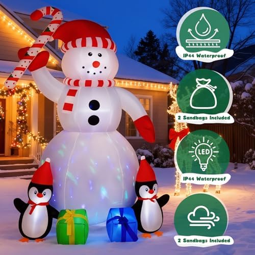 6FT Inflatable Christmas Snowman with LED Lights