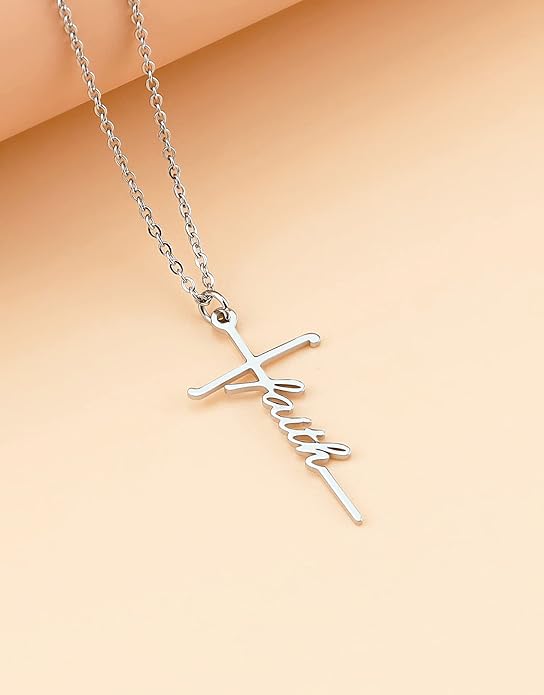 Lcherry Faith Cross Pendant Necklace for Women Religious Christian Jewelry Mother's Day Gifts for Women