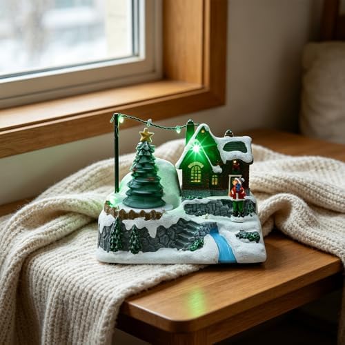Christmas Music Box Snow Globe - Revolving Tree Plays Music - Christmas Holiday Table Centerpiece for Seasonal Indoor Party Decoration(Rotating Tree)