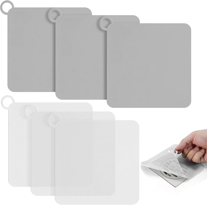 6 Pcs Silicone Floor Drain Cover,Drain Cover Anti-Odor Mat for Kitchen, Bathroom, Laundry (5.79 x 5.79 Inch)