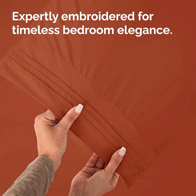 Queen Pillow Cases Set of 4 - Ultra Soft Hotel Quality Pillowcase Covers - Comfy, Cozy & Wrinkle Free - Shrink, Stain & Fade Resistant - Machine Washable Pillow Protectors - 4 Piece Set - Terracotta