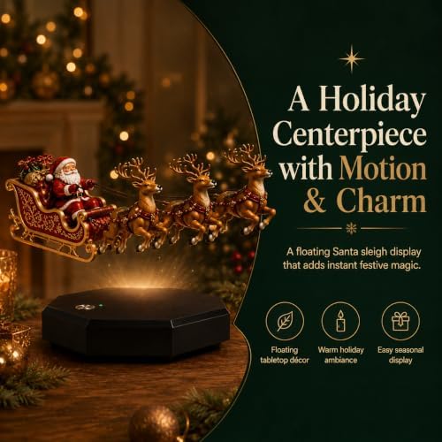 Floating Santa Sleigh, Magnetic Levitation Christmas Display for Home Decor (Red)