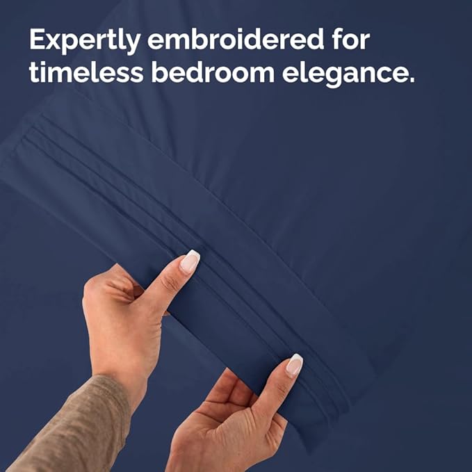 King Standard Pillow Cases Set of 2 - Soft Hotel Quality Pillowcase Covers - Comfy, Cozy & Fade Free - Wrinkle Resistant - Machine Washable Pillow Protectors - 2 Piece Set - King Standard Navy Blue