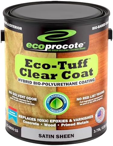 Eco-Tuff Finish Polyurethane Clear Coat - Non-Toxic Wood, 1 Gallon, Satin