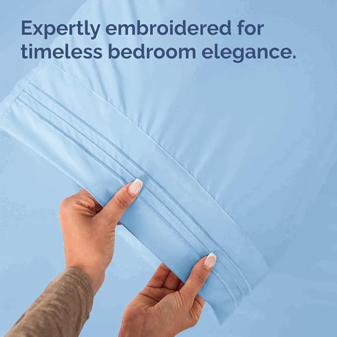 Body Pillowcases Set of 4-20x54 Long Body Pillow Case - Soft Body Pillow Cover for Sleeping & Side Sleepers - Comfy, Breathable & Fade Free - Machine Washable w/Envelope Enclosure - (Light Blue)