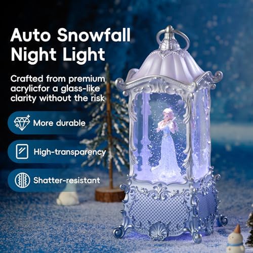 Violin Girl Christmas Snow Globes Lantern, Rotating Shatterproof Music Box