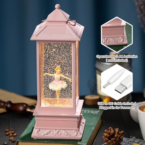 Ballerina Christmas Snow Globes Lantern, Shatterproof 10 Songs Music Box