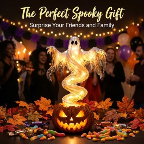 Rotating Ghost Pumpkin Yard Light Halloween Outdoor Porch Decor