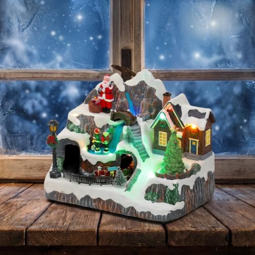ABOOFAN Animated Christmas Village Train Decoration with Led Music 9. 5