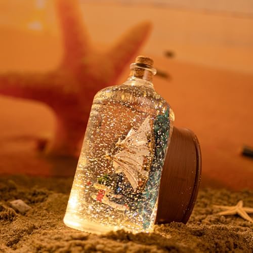 Drift Bottle Christmas Snow Globes Lantern, Shatterproof 10 Songs Music Box