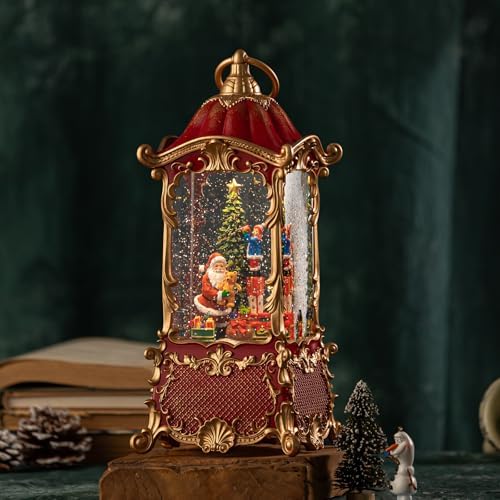 Santa Claus Christmas Snow Globes Lantern, Rotating Shatterproof Music Box