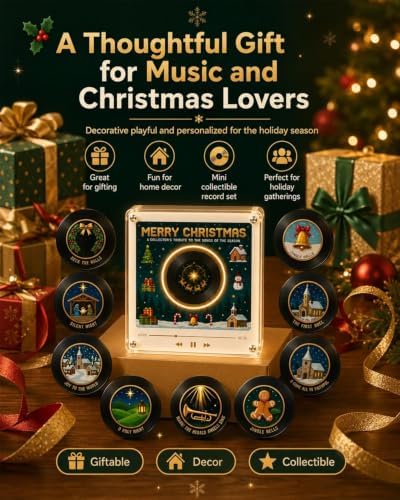 Christmas Magnetic Fridge Vinyl Music Box NFC Player with 9 Mini Records