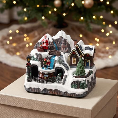 ABOOFAN Animated Christmas Village Train Decoration with Led Music 9. 5