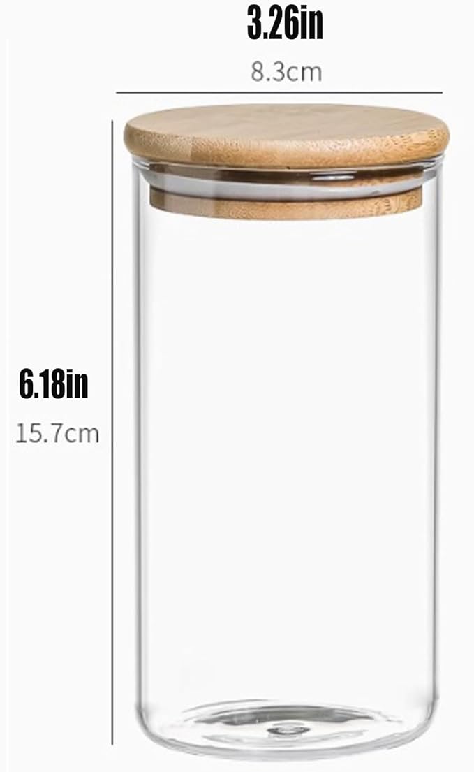 Glass Jars with Bamboo Lids 36OZ [Set of 6], Canisters with Airtight Lids, Glass Food Storage Containers for Coffee, Sugar,Tea, Candies, Cookies,Best for Kitchen & Pantry
