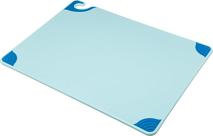 San Jamar Saf-T-Grip Cutting Board With Molded-In Ruler, Plastic Chopping Board for Kitchen, 18" x 24" x 0.5", 1 Count, Blue