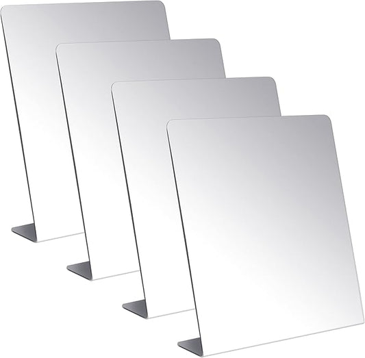 Amyhill 4 Pcs Counter Top Mirror Freestanding Single Self-Portrait Mirror Single Sided Acrylic Desk Glass for Tabletop Bedroom Office Bathroom Home Dorm (9 x 10 Inch)