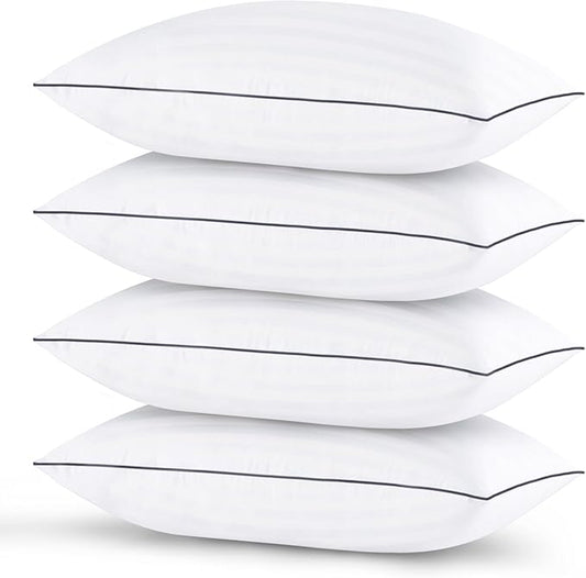 GOHOME Pillows Queen Size Set of 4 - Bed Pillows for Sleeping 4 Pack, Cooling Supportive Hotel Pillows with Premium Soft Down Alternative Fill for Side Stomach and Back Sleepers