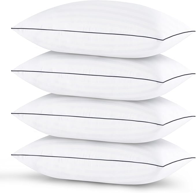 GOHOME King Size Pillows Set of 4 - Bed Pillows for Sleeping 4 Pack, Cooling Supportive Hotel Pillows with Premium Soft Down Alternative Fill for Side Stomach and Back Sleepers