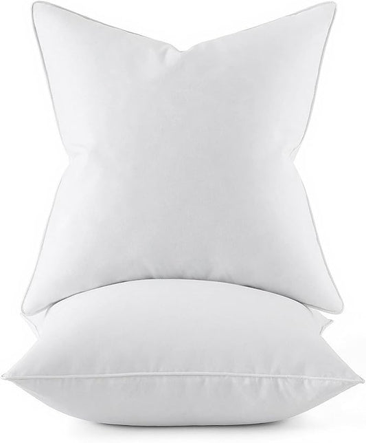 MIULEE 18x18 Pillow Inserts, Pack of 2 Down Feather Premium Throw Pillows with Cotton Fabric for Bed Couch Living Room Sofa