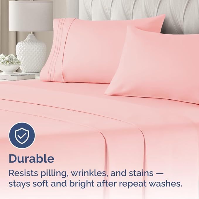 King Standard Pillow Cases Set of 2 - Ultra-Soft Hotel Quality Pillowcase Covers - Comfy, Cozy & Fade Free - Wrinkle Resistant - Machine Washable Pillow Protectors - 2 Piece Set - Baby Pink