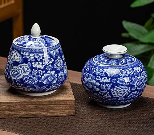 Ceramic Blue and white Sealed Coffee Food Storage Jar Canister with Lid