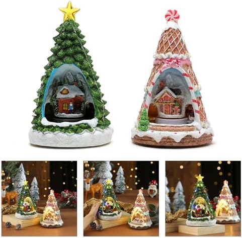 Christmas Tree House Musical Box with Train LED Light for Boy Girl Men Women Birthday Valentien Day Present Music Village