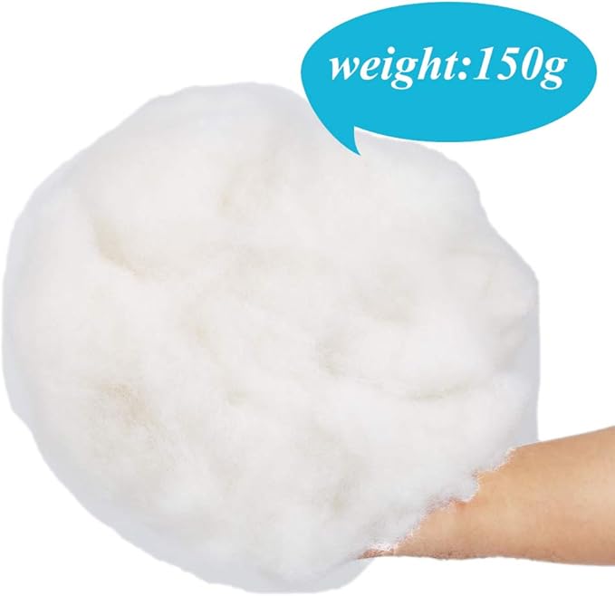 BUTUZE Polyester Fiber, Premium Fiber Fill, High Resilience Fill Fiber, Stuffing for Small Dolls Part Pillow Comforter DIY, 5.3oz, Recyclable (Natural White, 150g)