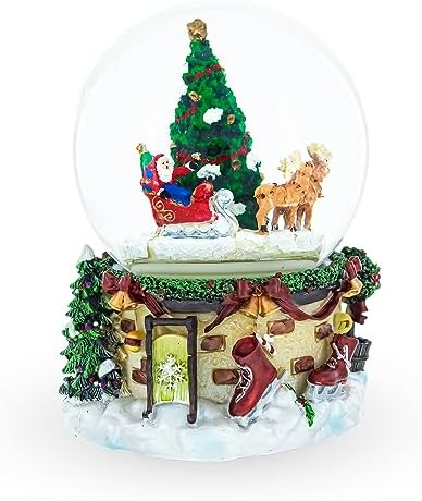Rotating Santa's Tree Serenade Musical Water Globe
