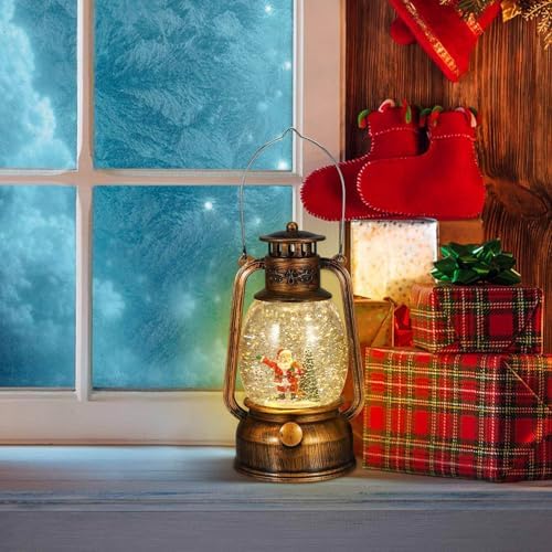 Christmas Musical Snow Globe Lantern with Lights Rotating USB Operated