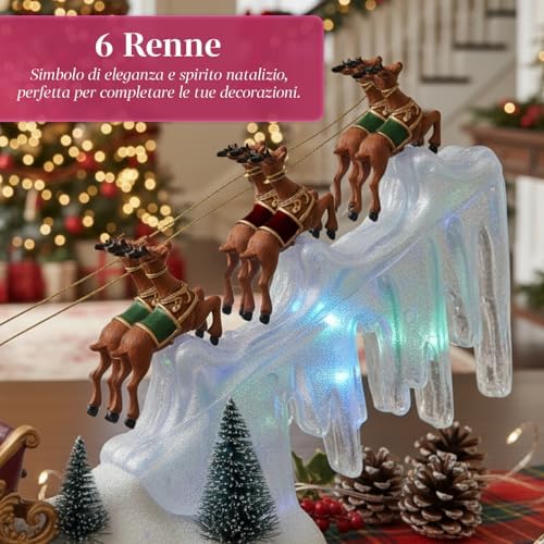 Christmas Carousel with LED Lights and Moving Music W29 x D6 x H29 cm for Christmas Decorations for Home and Christmas Villages, Battery Operated, Animated Characters Rotating Scene