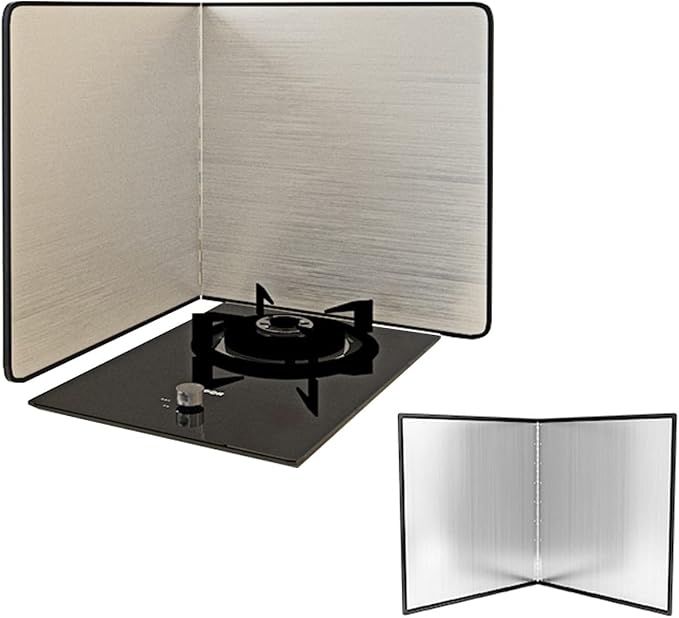 Cooking Splash Guards, Stainless Steel Oil Splatter Guard, Stove Splash Guard, Folding Splash Shield Panel, Non-Stick 3 Sided Splatter Guard, for Gas Stoves and Frying Pa,40x40cm