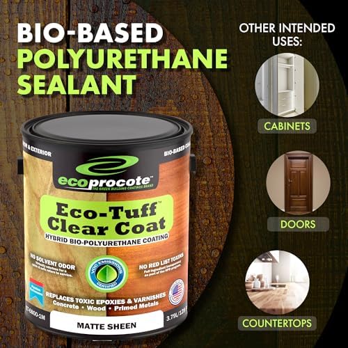 Eco-Tuff Finish Polyurethane Clear Coat - Non-Toxic Wood, 1 Gallon, Matte