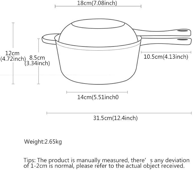 Kitchen Pots and Pans Saucepan Set Cast Iron Include Dutch Oven and Frying Pan,Milk Pan with Double Side Handles,for Outdoor BBQ Or Indoor Stove/Oven Frying Pa,Red