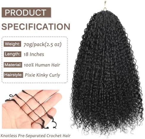 Beauty Youth Pixie Curly Miracle Knots Human Crochet Hair 75g 16 Inch