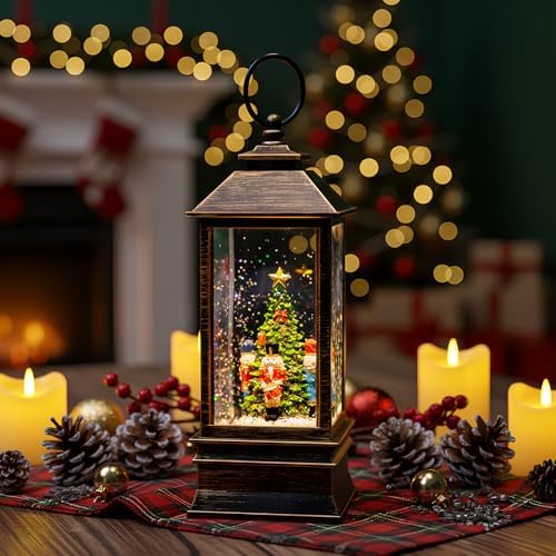 10'' Nutcracker Snow Globe, Musical Christmas Water Lantern with Swirling Glittering Home Decoration and Gift, Battery Operated or USB Powered