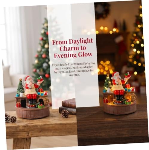 STOBAZA Christmas Resin Santa Claus Musical Box with LED Warm Light
