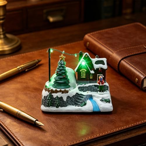 Rotating Christmas Snow Globe Musical Decor Lighted Snow House