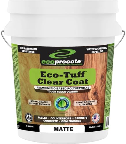 Eco-Tuff Finish Polyurethane Clear Coat - Non-Toxic Wood, 5 Gallon, Matte