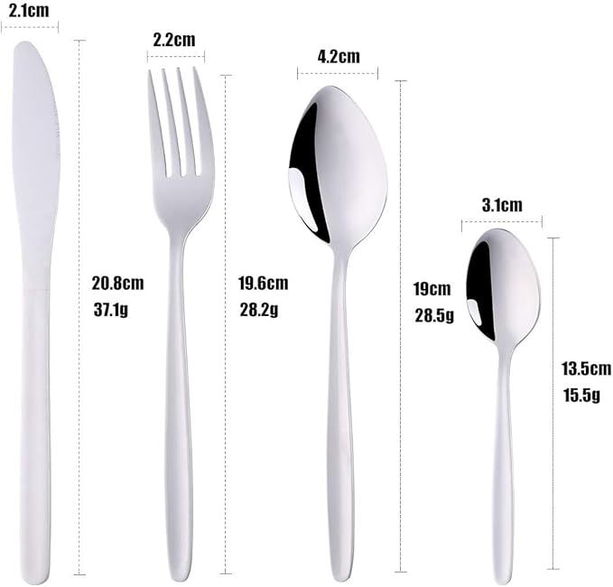 24-Piece Silverware Flatware Set for 6, BuyGo Stainless Steel Camping Dinnerware Sets, Hand Polish, Dishwasher Safe