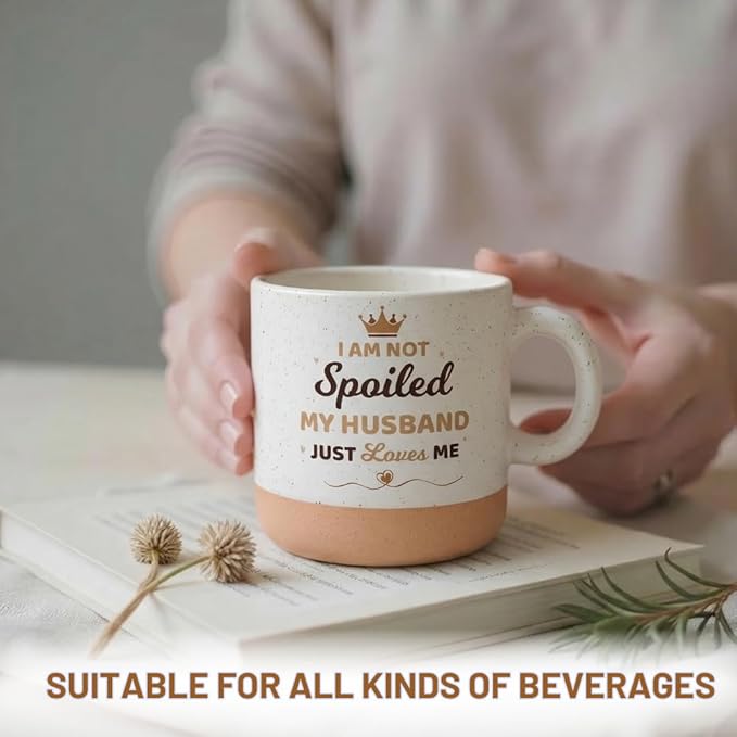 Mothers Day Gifts for Wife Mug, 11oz Stoneware Coffee Mug, Cute Wifey Coffee Mugs for Hot and Cold Drinks, Ceramic Mug for Spoiled Wife on Mother’s Day, Dishwasher and Microwave Safe