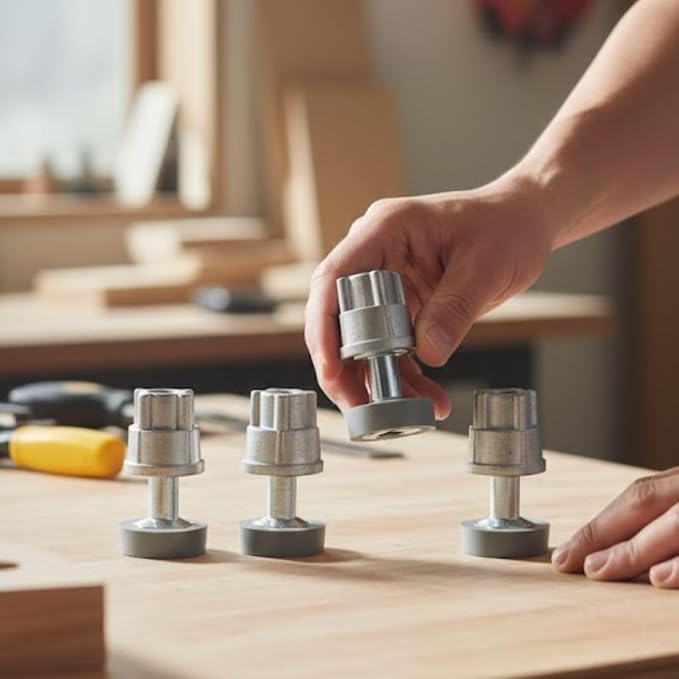 Soro Essentials- Set of 8 Stainless Steel Foot and 3/8"-16 Threaded Insert Wire Shelving Unit Post Leveler - Leveler for Wire Shelving Rack for Kitchen Storage for Precise Height Adjustments