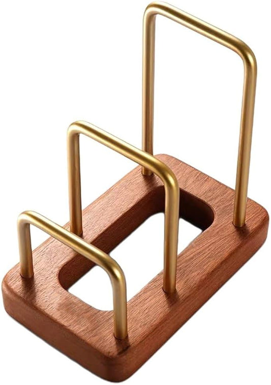 Chopping Board Rack with Wood Base Multi Layer Lid Holder Baking Pan Storage Organiser Cabinet Accessory for Home Kitchen