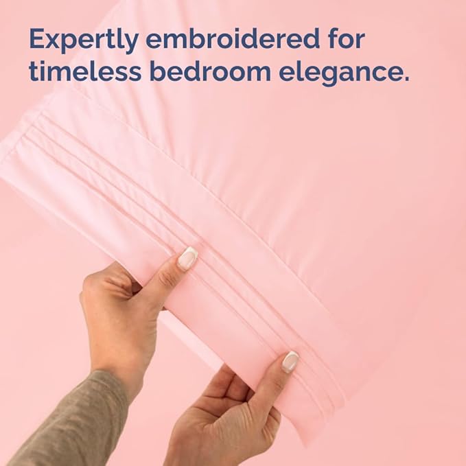 King Standard Pillow Cases Set of 2 - Ultra-Soft Hotel Quality Pillowcase Covers - Comfy, Cozy & Fade Free - Wrinkle Resistant - Machine Washable Pillow Protectors - 2 Piece Set - Baby Pink