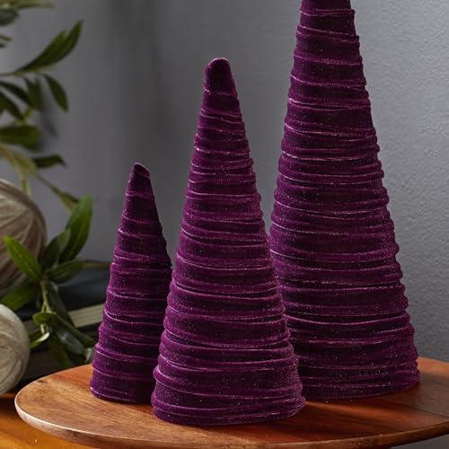 Your Heart's Content Plum Velvet Trees Set of 3 (Plum)