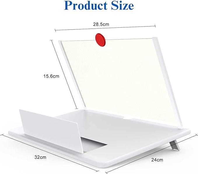 16" Screen Magnifier,3D HD Mobile Phone Magnifier Projector Screen Enlarger for Movies, Videos, and Gaming,Foldable Cell Phone Stand with Screen Amplifier,Supports All Smartphones (White 16inch)